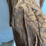 VTG 100% Silk Brown Gold Paisley Long Sleeve Maxi Dress Sz 10 Retro 80s Prairie Brown Photo 7
