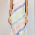 NWT DEX Mint Blue Pink Watercolor Tie Dye Midi Slip Dress Purple Photo 0