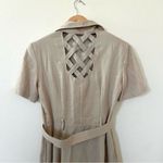 Vintage Chatcarel Beige Tan Belted Braided Back Midi Dress Size 6 Photo 5