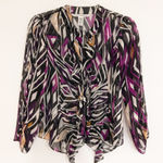 Diane Von Furstenberg  Silk Ruffle Geometric Abstract Blouse Womens‎ Size 2 Photo 0