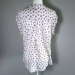 Jachs Girlfriend  NY Floral Print Button Down Casual Blouse White‎ Red Sz Large Photo 1