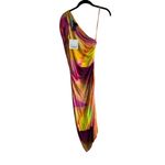 SMYTHE Abstract Neon Print One Shoulder Ruched Jersey Midi Dress 8 Pink Photo 7