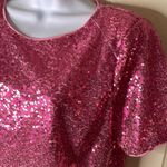 Lush Clothing NWOT Woman's Lush Sequin Short Sleeve Crop Top In Fuchsia Photo 5