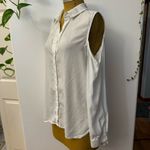 Cloth & Stone White button down shirt with long sleeves and bare shoulders Sz S Photo 7