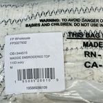 Free People  Maggie Medium Embroidered Top Square Neck Smocked Puff Sleeves Ivory Photo 8