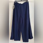 Vince Camuto NWT Women’s L Elastic-Back Wide Leg Twill Pants Trousers Navy Photo 1