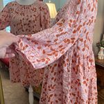 Free People  Pink and Orange Leaf Print Mini Dress Photo 8