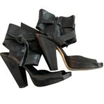 Steven By Steve Madden  Leather Ankle Cuff Heels Sz 39 Black Made in Italy Photo 0