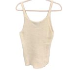 Boston Proper  Women’s Size Medium White Furry Long V‎ Neck Ribbed Tank Top Photo 1