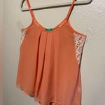 Chris & Carol  Orange Semi Sheer Lace Summer Tank Top | Shirt Photo 1