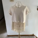 ZARA sheer underlay cream short sleeve top size L Photo 6