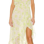 MISA Los Angeles Rumi One Shoulder Midi Dress Green White Honeydew Blossom Small Photo 0