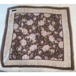 Charter Club 100% Wool Floral Print Square Scarf Fringe Edge Trim Brown Photo 0