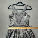 Jessica McClintock Womens Dress 12 Gray Pleated Bubble Skirt Metallic Formal Photo 7