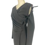 Nanushka Black Weslyn Asymmetric Wrap Maxi Dress w/ Cutout in Boucle Photo 11