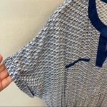 Tommy Bahama Fan Festival split neck dress shell print blue lightweight sz M Photo 5