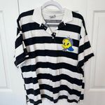 Vintage RARE TWEETY BIRD 💛 Looney Tunes Black and White Striped Shirt X Photo 0