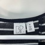 BP Nordstrom women's black white striped scoop neck cutoff linen blend tank top Photo 2