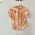 LOLA RIVER Orange White Striped Resort Casual Button Up Short Sleeve XS Photo 5