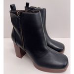 White Mountain Ankle Boots Size 9.5 Black Square Toe Block Heel Side Zip NEW Photo 1