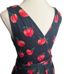 Miss Lulo Peach Sleeveless Fit and Flare Dress V Neck Tie Waist Retro Pin Up Photo 7