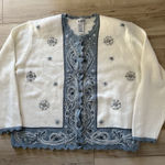 Vintage Women's Country Grandma Winter Embroidered Cardigan Sweater Cottage XL Photo 0