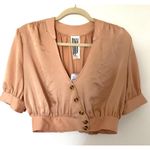 Free People NWT  Stay Bold Rose Crop Button Down Top Short Sleeve Lightweight S Photo 1