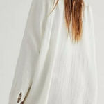 Free People  Summer Daydream Buttondown Top in Ivory Size Medium Gauze Oversized Photo 0
