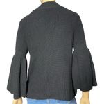525 America Womens Size S Black Cotton Chunky Knit Bell Sleeve Mock Neck Sweater Photo 4