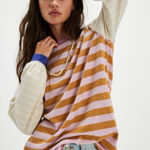 We The Free  People Sawyer Striped Long Sleeve Shirt S Colorblock Cotton Comfy Photo 0