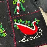 Vintage Ship N Shore‎ Sport Christmas Cardigan Embellished Ugly Sweater Black Size L Photo 5
