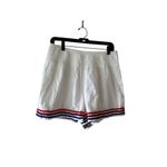 Lovers + Friends White Shorts Red & Blue Stripes Trim Smocked Waist Casual Sz L Photo 1