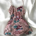 Floral Pink Satin Slip Dress Size M Photo 0