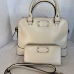 Kate Spade Wellesley Rachelle Cream Satchel Leather Handbag Matching Wallet Set Photo 0