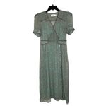 Coach Printed Long Chiffon V Neck Turquoise Brown Dress Size 2 Photo 3