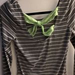Rue 21 Gray and White Long Sleeved Top with Green Bow on Back Photo 2