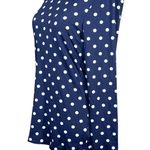 Lands End Womens Navy Long Sleeve Polka Dot Shirt S/L Stretchy Fabric Light Top White Photo 1