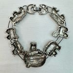 Vintage Noahs Ark Slider Charm Bracelet Silver Tone Fashion Jewelry Boat Animals Photo 4
