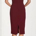 Dress the Population Lyla Midi Dress Women’s Size XS Burgundy Sheath V-Neck Photo 1