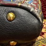 Floriana Floral Hand Painted Black Leather Boho Crossbody Purse Photo 7