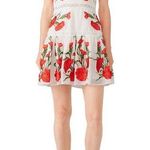 Alexis  Blossom White Red Floral Embroidered A-Line Sleeveless Mini Dress Sz S Photo 0