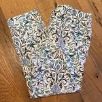 Loft  Cotton Marisa Ankle Green Brown Cream Blue Floral Crop Pants Size 4 Photo 0