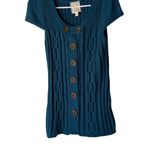 Pink Rose Teal Cable Knit Button Up Sweater Dress Womens L 2010s Preppy Academia Photo 0