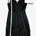 Bebe silk beaded bubble hem mini dress in black - size XS Photo 12