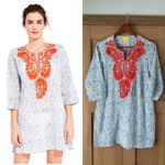 Roberta Roller Rabbit Embroidered 3/4 Sleeve Tunic Blue/Orange Women’s size XS Photo 1