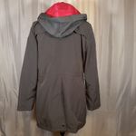 Nautica Womens Gray Water Resistant Jacket Hooded Full Zip Rain Parka Large Line Photo 3
