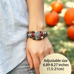 Unique Wooden Beads Wrist Cuff‎ Link Braided Leather Couple Decorative Bracelet Photo 7