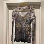 Vintage 90s Sheer Floral Rhinestone Long Sleeve Top Size L Purple Size L Photo 1