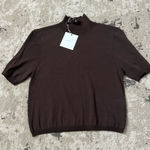 L'Academie L’Academie Hadi Ribbed Knit Stretch Short Sleeve Mock Neck Size Large NWT Photo 0