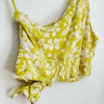 Free People Carmen one shoulder yellow tropical cropped tie blouse top size S Photo 6